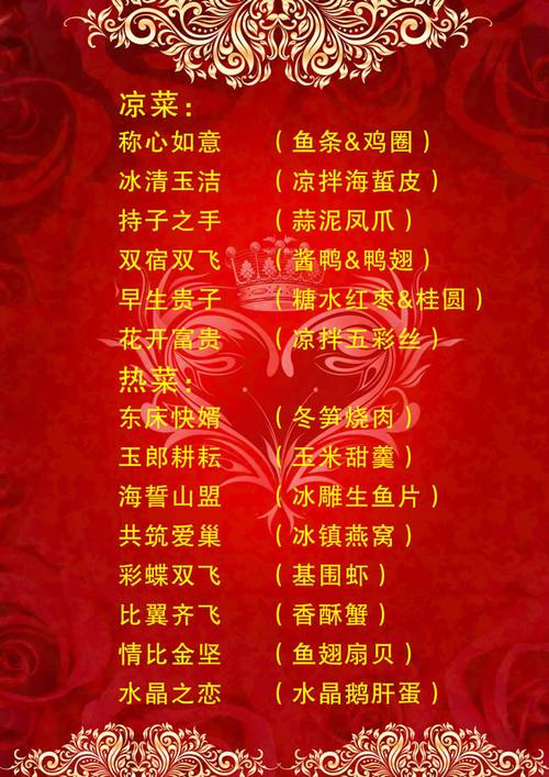 酒席-酒席菜单名字大全